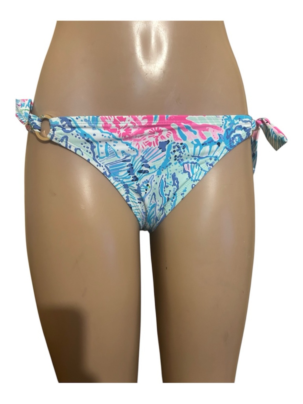 Lilly Pulitzer Pink & Aqua Printed Tie-Side Bikini Bottom